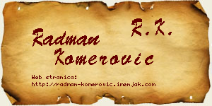 Radman Komerović vizit kartica